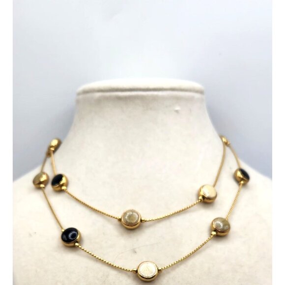 Gold Tone Change With Floating Beads, Gold, Black, Tan - Picture 4 of 5